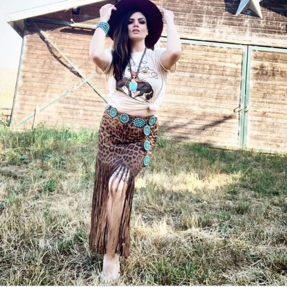 NWT Leopard Fringe Skirt